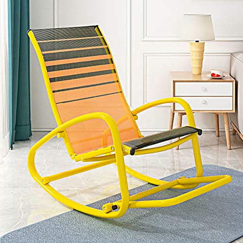Zpee Mesh Patio Rocking Chair,Super Breathable Garden Chair Lounge Chair Lazy Chair,Ergonomic Recliner Camp Chair With Carpet Yellow #TOP1