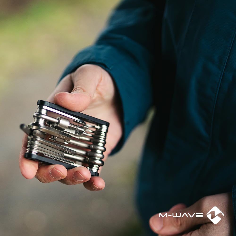 M-Wave Fahrrad Multitool, 21 in 1, CrV-Stahl, CO2-Adapter, Kettennieter, Speichenschlüssel, POCKET F21