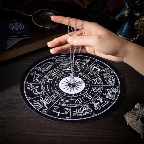 CRASPIRE Pendulum Pad Making Kits Dowsing Divination Astrology Pads Rubber Altar Pendulum Mats Constellation with DIY Blue Spot Jasper Pointed Pendants Metaphysical Message Board for Divining Decor - Image 3