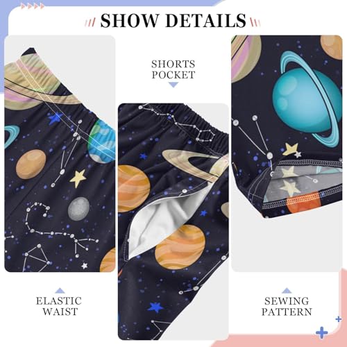 ZZXXB Space Planet Constellation Boys Long Pants Soft Trousers Elastic Waist Kids Lounge Bottoms with Pockets S-XL4