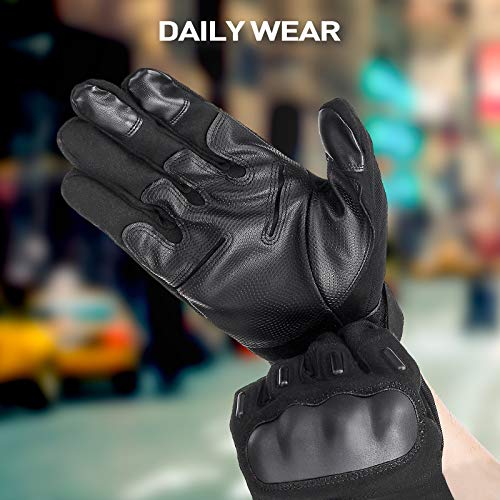 Audew Motorcycle Gloves for Men and Women, Full Finger Hard Knuckle Motorcycle Gloves with Non-Slip Palm Touchscreen Design for Racing, Riding, Hiking, Cycling, Climbing (Large) - Thumbnail 2