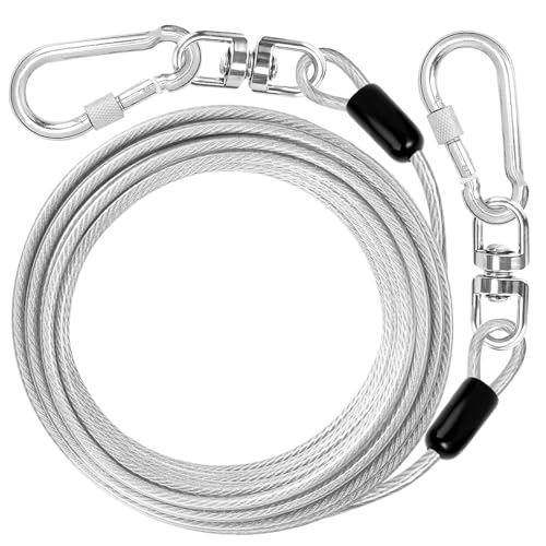 jenico Dog Tie Out Cable: 10 ft Dog Lead for Yard - Heavy Duty Chain Leash Outside for Small Large Dogs Up to 500 lbs - Outdoor Dog Runner Tether