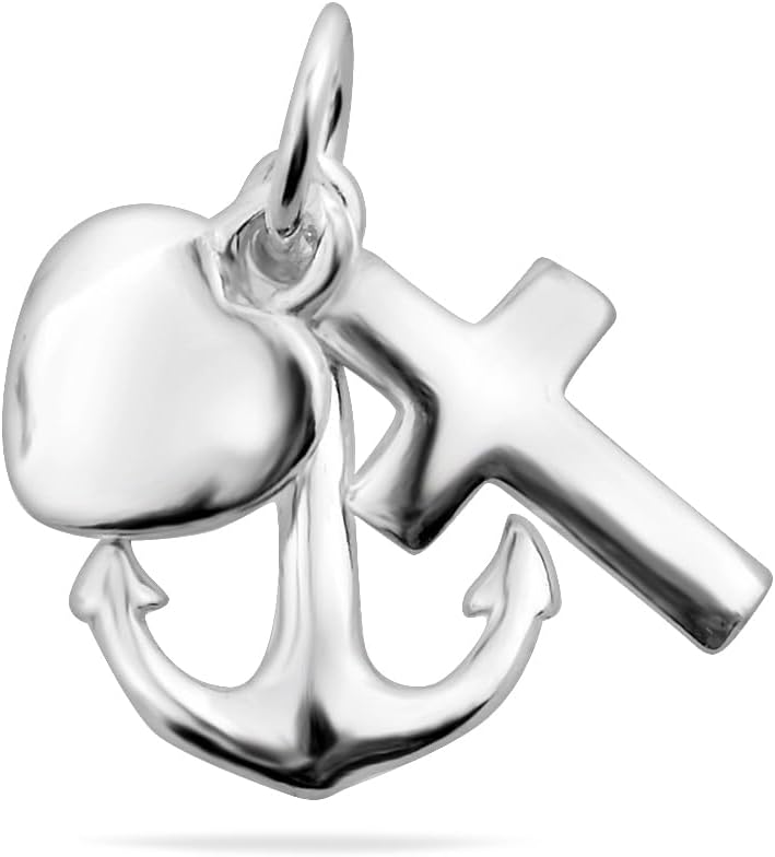 Faith Hope Love Pendant Sterling Silver 925 Cross Anchor Heart Small Necklace Charm Jewelry