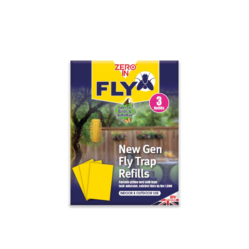 Zero In® New Gen Fly Traps Refills - 3-Pack, Effective Fly Trap, Insect Attractant for Outdoor Use Covers up to 10m Radius, Poison-Free