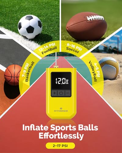 Ball Pump for Sports Balls, Portable Electric Basketball Pump Ultra Fast Inflation, with Digital LED Display Air Pump for Balls, Preset Pressure with Ball Needle for Soccer, Volleyball