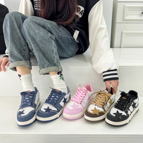 Vintage Star Pattern Platform Canvas Sneakers Trendy Low Top Casual Shoes for Women Versatile and Stylish3