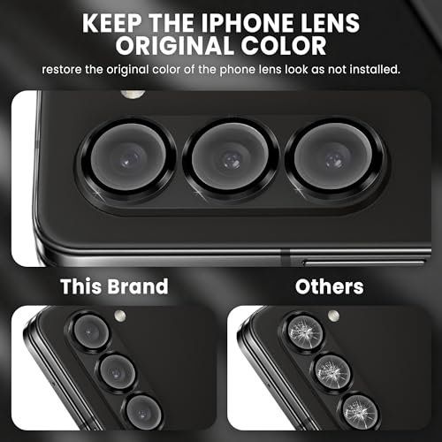Image of FIRST MART Black Camera Ring Guard Protector for Samsung Galaxy Z Fold 5 | Tempered Glass with Metal Alloy Rings, HD Clear, Scratch Resistant, Case-Friendly | Pack of 1