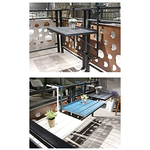 Mesa de trilhos de varanda ao ar livre, mesas laterais suspensas dobráveis, mesa de jardim de pátio