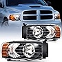 Nilight Headlights for 2002 2003 2004 2005 Ram 1500 2500 3500 Truck,Headlight Assembly Set Driver and Passenger,Headlamp Replacement, Black Housing with Amber Corner Clear Lens