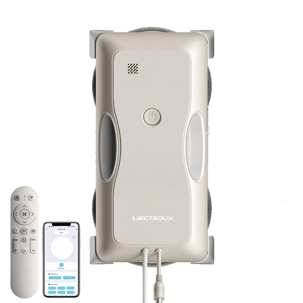 LIECTROUX G8 Lavavetri Robot Ad Alta Velocità, Spray Acqua Bidirezionale, Pulitore Finestre Ultrasottile Lavavetri Elettrico, Lavaggio A Secco e Bagnato