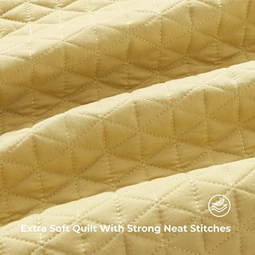 Veeyoo Yellow Quilt King Size - Extra Soft Lightweight King Quilt Sets, Microfiber Wrinkle Resistant Bed Quilt Bedspread Set For All Seasons #TOP2