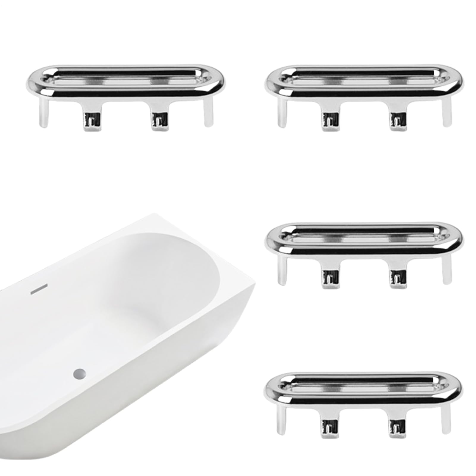 Anillos de Drenaje de desbordamiento para Fregadero de baño 4 Piezas - Cubierta de Drenaje de Repuesto Ovalada de ABS 47-48 mm x 16-18 mm | Casquillos Decorativos del tapón del lavabopara el lavabod