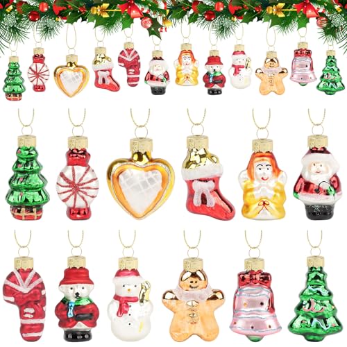 DETENE 12 Piezas Adornos Navideños de Vidrio para Colgarlos Adornos para Arbol de Navidad Vidrio Colgantes para árboles de Navidad Rojos y Verdes para Adornos para árbol de Navidad