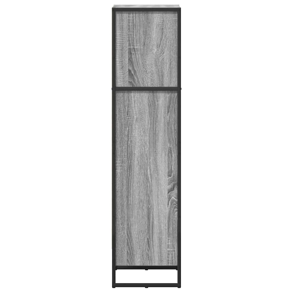 Regał na książki szary Sonoma, 80 x 30 x 155 cm, materiał drewnopochodny ze stalowymi nogami, przemysłowy regał stojący do salonu, biura, sypialni, uniwersalna półka