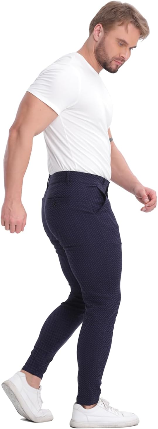 ALLELMS Mens Chinos Slim Fit Stretch Flat-Front Skinny Dress Pants - Image 6