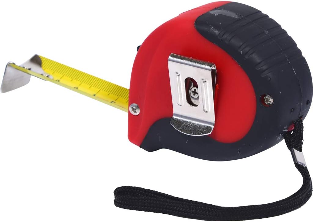 KS Tools 300.0115 Tape measure with locking device and belt clip, black red, 5m, 25mm