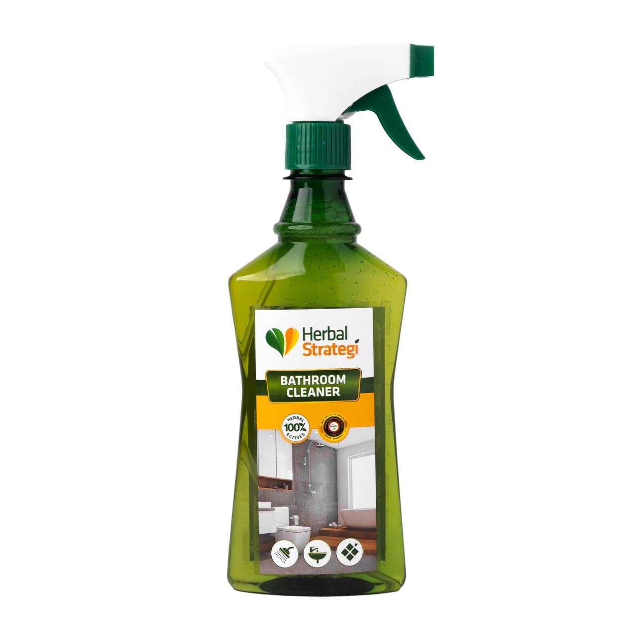 Herbal Strategi – Bathroom Cleaner | Spray Bottle |Completely Herbal | Anti-Bacterial & Removes Hard-water Stains| For All Surfaces & Bathroom Fittings | Made with Fragrant Lemon Oils | Eco-friendly & Biodegradable | Skin-Safe, Baby-Safe & Pet-Friendly | 500mL