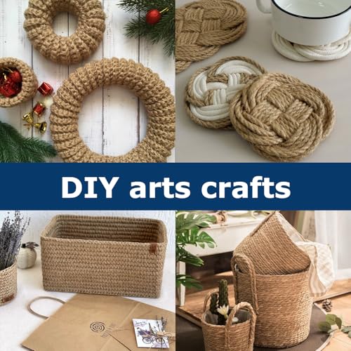 image for Vanhench Jute Rope 5MM (1/5 inch) 100 ft 6Ply Twisted Heavy Duty and T