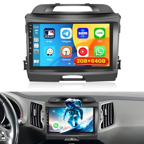 5Ghz WiFi [2G+64G] Android 15 Car Radio for Kia Sportage 2010-2016 Car Stereo with Wireless Carplay Android Auto, 9 Inch HD Touchscreen with GPS Bluetooth5.0 FM/RDS USB SWC MIC