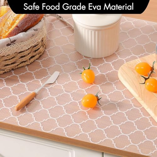 Image of EVA Fridge Shelf Liner Roll, Washable Drawer Mat Sheet, Cut-to-Size Cabinet & Refrigerator Shelf Protector, Food Contact Suitable Multipurpose Kitchen Table Liner Roll, 3 Meter (White Grid)