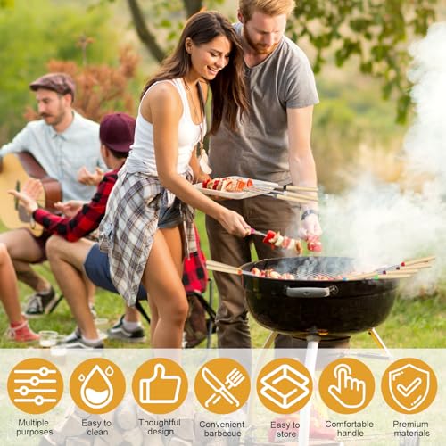 12 Stück Teleskop Grillspieße Edelstahl Grillspieße Teleskop Marshmallow Roasting Sticks Grillgabel mit Pinsel Lagerfeuerspieße für Camping Grill Gartenparty (31-81cm)