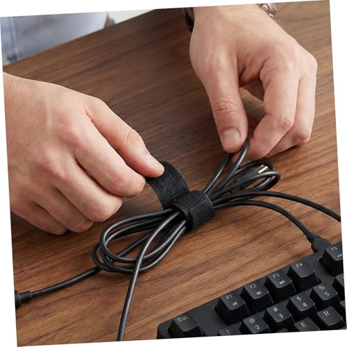 LABRIMP 30 piezas de abrazaderas reutilizables de gancho y lazo para gestión de cables bajo escritorio, organizadores de cables autoadhesivos negros para oficina en casa y electrónica miniatura 4