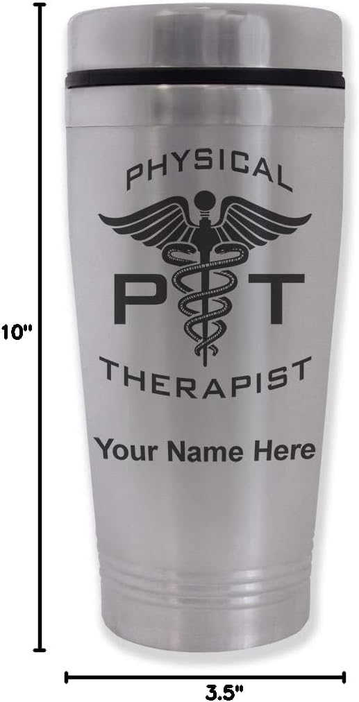 LaserGram 16oz Commuter Mug, PT Physical Therapist, Personalized Engraving Included