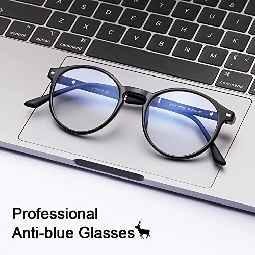 Image of CARFIA Round Blue Light Glasses for Women Lightweight Cute Computer Gaming Glasses Blue Light Blocker Revo Lenses