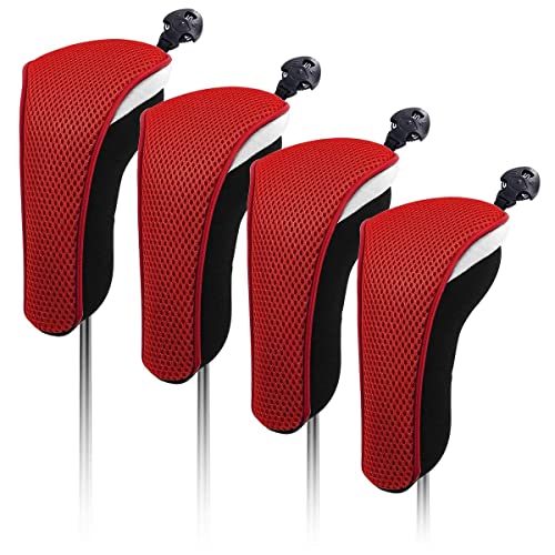 Craftsman Golf 4X Thick Neoprene Hybrid Golf Club Head Cover Headcovers with Interchangeable Number Tags (Red)