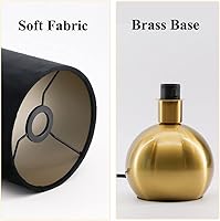 Vista 8 de KUNJOULAM Small Bedside Lamp, Mid Century Lamp with Brass Base, Nightstand Table Lamp for Bedroom, Living Room, Bookshelf, Modern Accent Mini Table