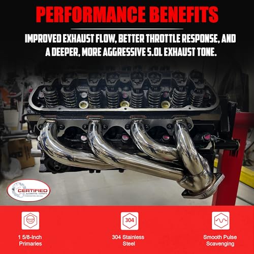 Image of Polished 304 Stainless Steel Shorty Headers For 1979-1993 Ford Mustang 5.0L