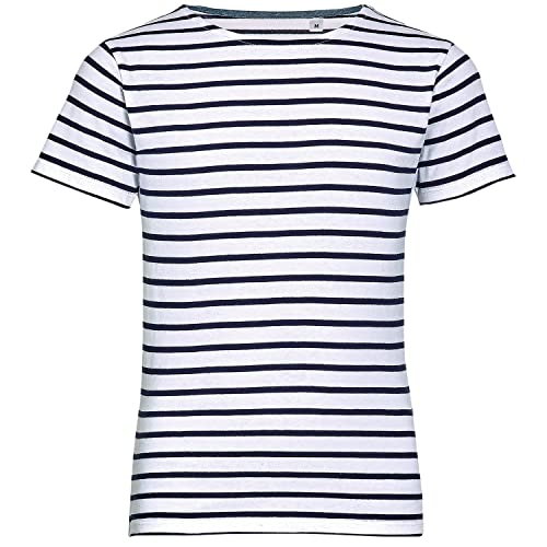 Tshirt marinière Enfant, t-Shirt Mariniere à Manches Courtes | Tee Shirt, Vetement Enfant 100% Coton | T Shirt pour Garcon et Fille, Taille de 4 à 14 Ans (as4, Age, 8_Years, Regular, 8 Ans)