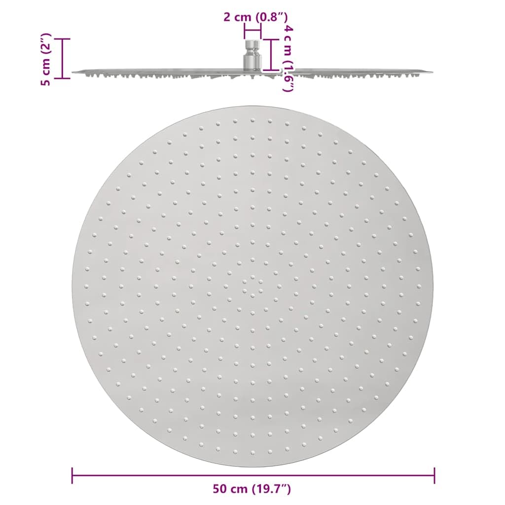 vidaXL Pomme de douche pluie acier inoxydable 304 50 cm ronde