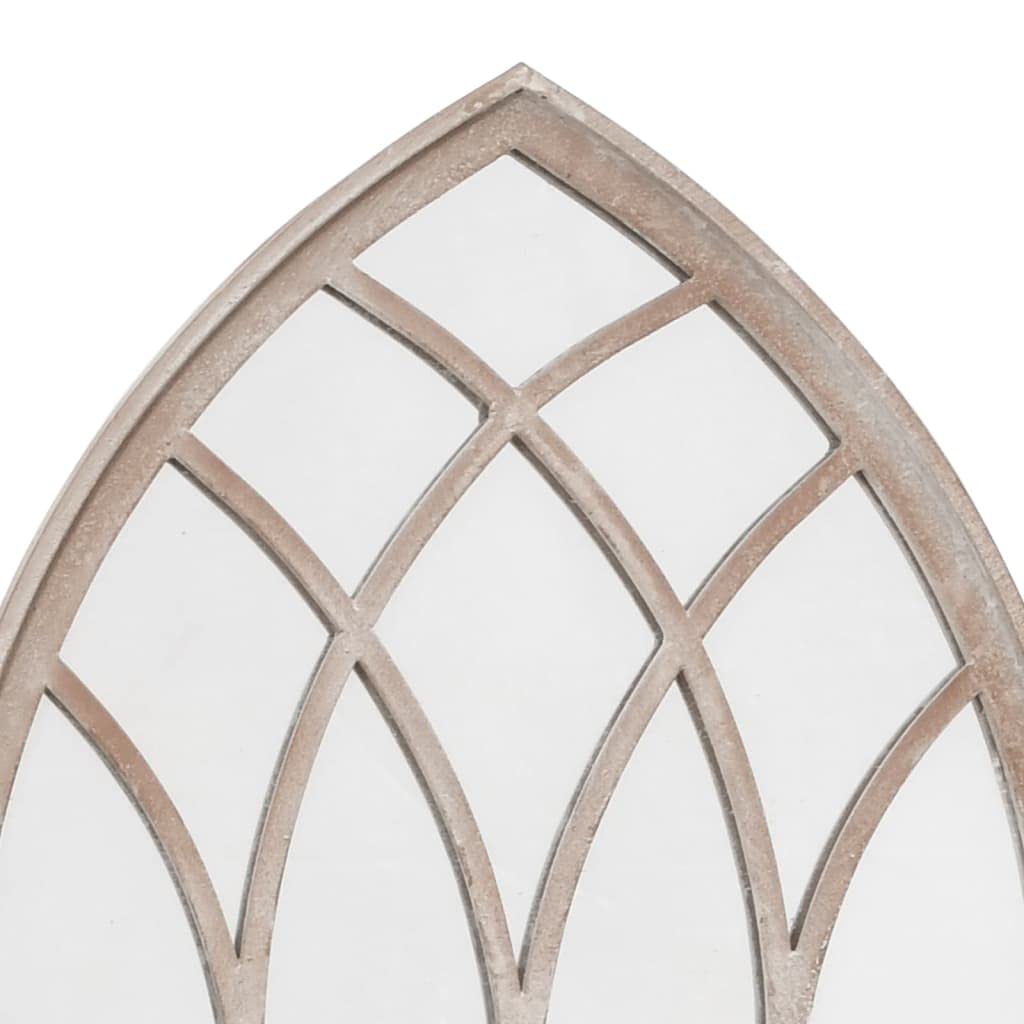 Miroir De Jardin en Fer, Style Décoratif Extérieur, Miroir Mural Miroir Entrée, pour Jardin/Terrasse/Balcon, Couleur Sable, 100x45cm