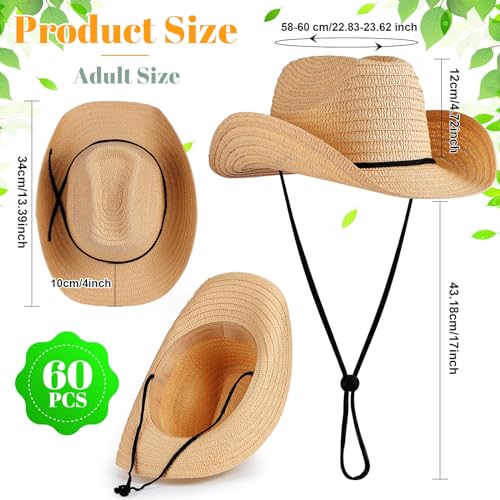 Unittype Adult Cowboy Hat Bulk Western Party Straw Hat Unisex Cowboy Cowgirl Set for Women Men2