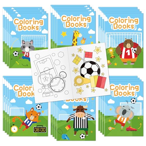 Image of Soccer Coloring Books for Kids - 48Pcs Soccer Mini Coloring Booklet Sports Ball Theme DIY Art Drawing Book for Toddlers Birthday Party Favors Gifts Classroom Reward Home Art Activity Supplies