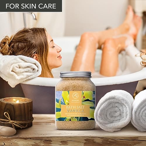 Sal de Baño Vainilla 1300g - Sales de Baño Marinas con Extracto de Vainilla y Aceite Esencial de Canela - Relajación - Belleza - Baños - Cuidado Corporal - imagen 6
