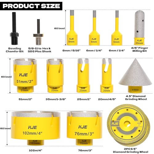 KJE 15PCS Diamond Hole Saw Kit