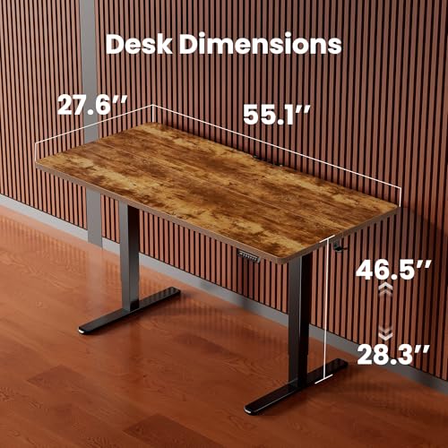 Image of ErGear Height Adjustable Electric Standing Desk, 55 x 28 Inches Sit Stand up Desk, Memory Computer Home Office Desk, Vintage Brown