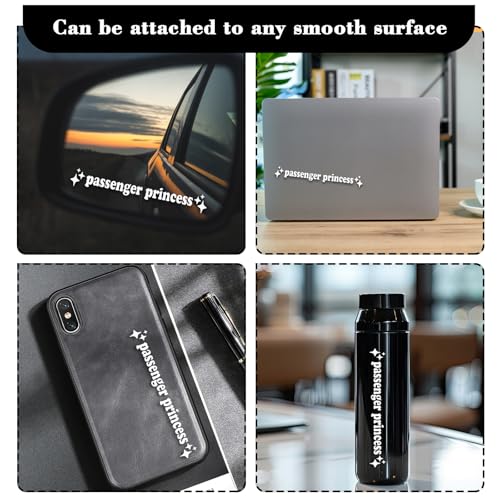 Image of Yuanchu 4 Pcs Princess Car Stickers - Window, Rearview Mirror Decals - Cute Vinyl Stickers - Positive Affirmation Car Accessories for Women