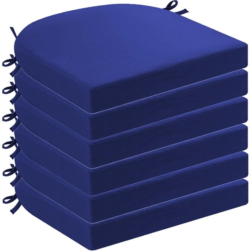 DOGACA Outdoor Chair Cushions Set of 2 4 6, Waterproof U-Shaped Seat Cushion with Ties & Zipper, Removable Washable Patio Chair Pads for Garden, Patio, Camp(10,6pcs:45 * 45 * 5cm)