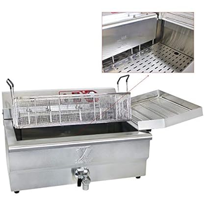 Beeketal 'BWF-200P' Profi Gastronomie Kaltzonen Fritteuse/Fettbackgerät mit seitlichem Abtropfgitter (20l Volumen für max. 14l Öl) Edelstahl Gastro Friteuse mit Doppelheizspirale und Fettablaufhahn – Bild 4