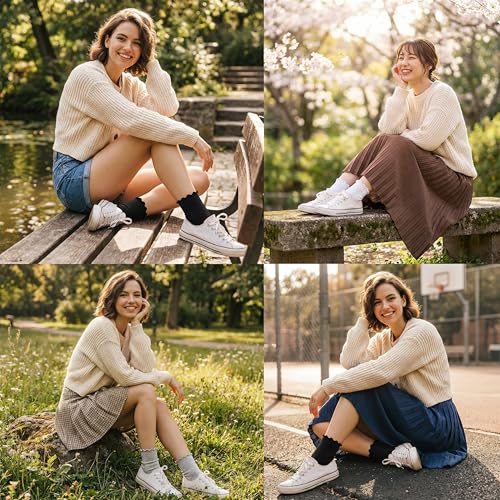 Image of DQCUTE Women's Ruffled Ankle Boot Socks - Soft Knit Cotton Lettuce Trim Crew Socks for Teen Women 6 Pairs