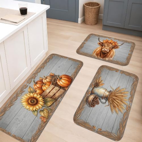 Tapis de cuisine en tissu doux de qualité supérieure motif blé d'automne rustique
