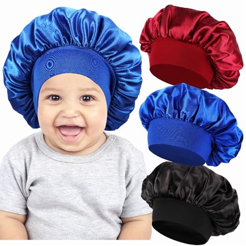 Image of Haniraba 3 Pcs Baby Bonnets for Sleeping,Silk Sleep Cap for Baby Girls and Boys