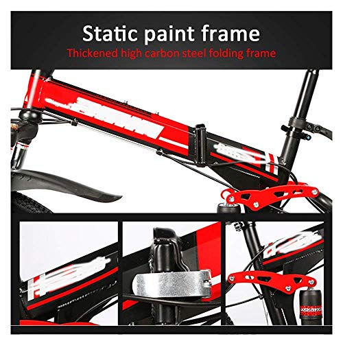 WENHAO Klappendes Erwachsene Fahrrad, 24-Zoll-Dual-Shock-Absorption Off-Road Racing, 21.12.27.30 Geschwindigkeit optional, abschließbare U-förmige Vordergabel, 4 Farben, einschließlich Geschenke – Bild 4