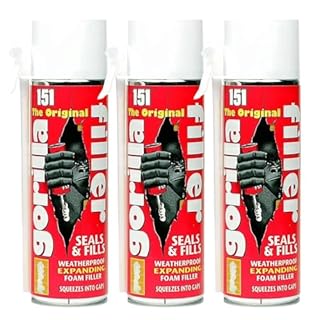 FERRIS | The Original Gorilla Filler [3 x 500ml] Weatherproof Expanding Foam Filler | Securely Seals & Fills, Squeezes into Gaps | Suitable for Filling, Sealing Gaps & Cavities
