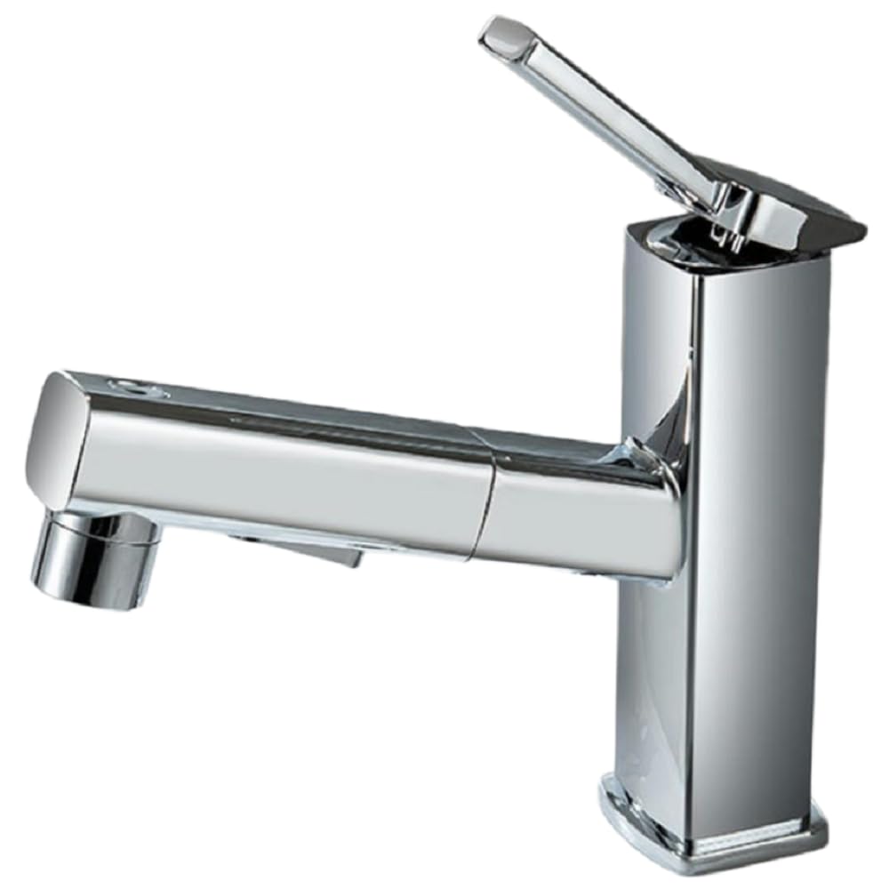 Robinet extractible pour lavabo de salle de bain en cuivre argenté