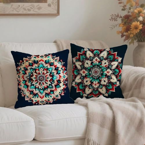 Housse coussin 60x60cm imperméable et bohème en lin - 4