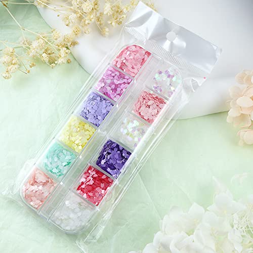 Decoração de lantejoulas para unhas de flores flocos de brilho de flores minúsculas para diy design